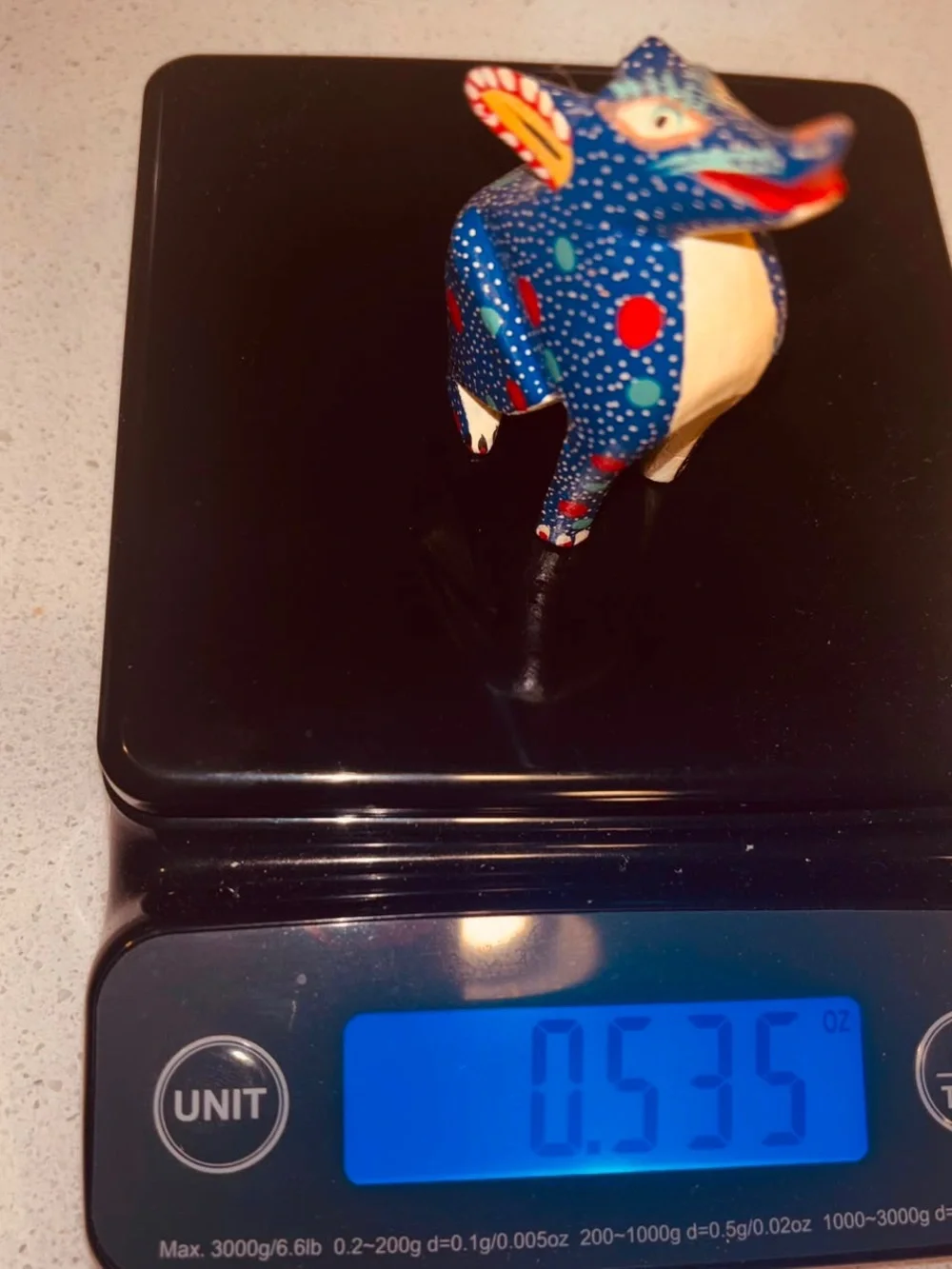 Mexican Oaxacan Alebrije Coyote Wolf Blue Wood Carving Folk Art Figurine 3.75